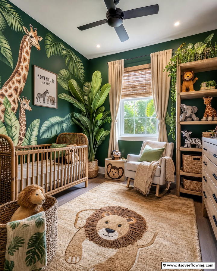 Jungle Safari Theme - 20 Dark Green Nursery Ideas for a Calming Space