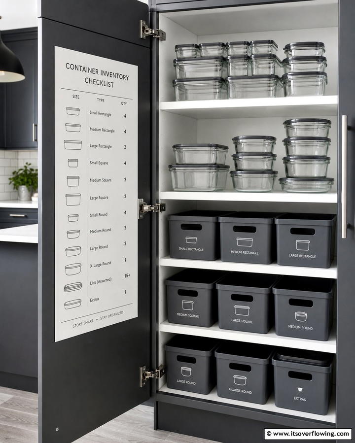 Keep a Container Inventory - 25 Tupperware Organization Ideas for a Tidy Kitchen