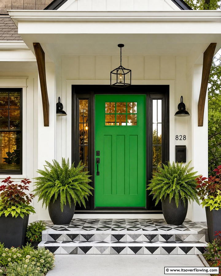 Kelly Green for Vibrant Energy - 20 Green Front Door Ideas to Welcome Guests in Style