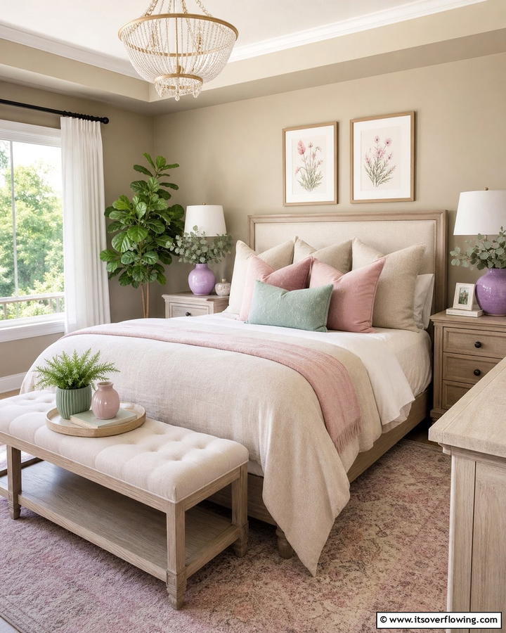 Khaki and Pastel Accents - 20 Khaki Bedroom Ideas for a Neutral and Relaxing Space