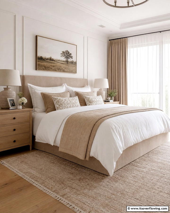 Khaki and White Bedding Combination - 20 Khaki Bedroom Ideas for a Neutral and Relaxing Space
