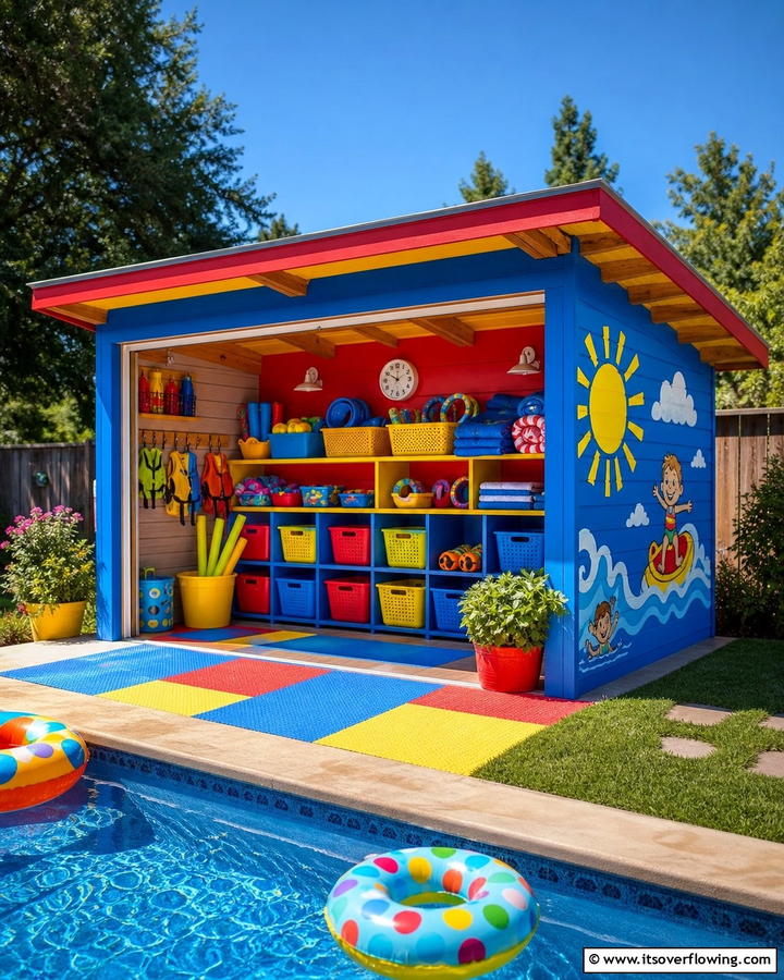 Kid Friendly Zone - 20 Pool Shed Ideas to Enhance Your Backyard Oasis