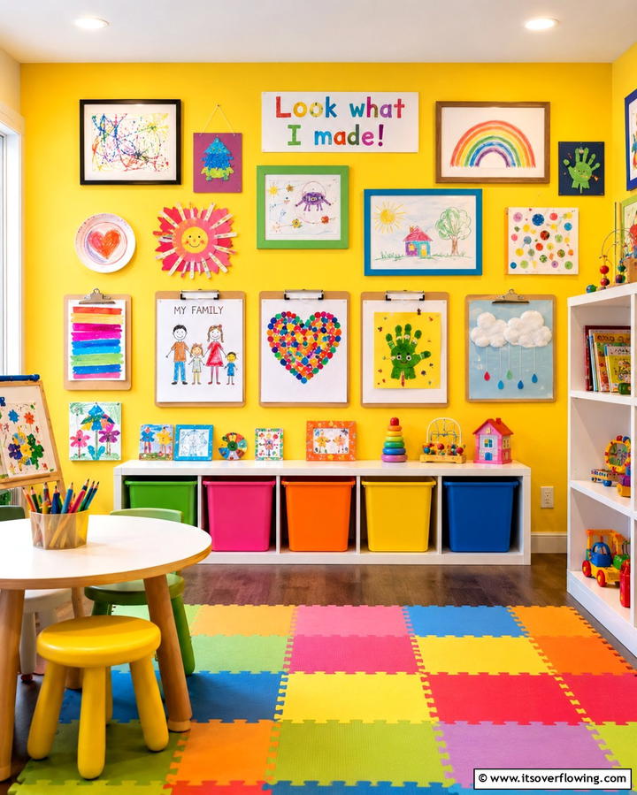 Kids Artwork Collage - 20 Wall Collage Ideas to Showcase Your Memories