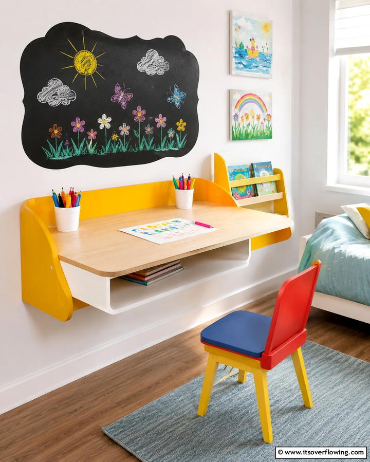 Kids Floating Desk for Homework and Play - 25 Floating Desk Ideas for Modern Home Offices
