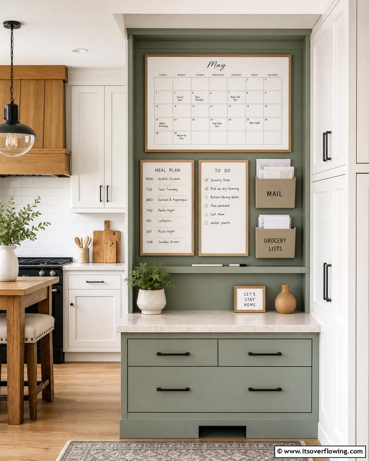 Kitchen Command Center - 25 Command Center Ideas to Organize Your Home and Life