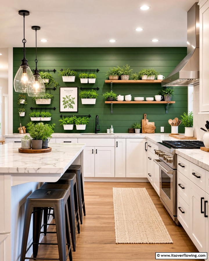 Kitchen Herb Garden Wall - 21 Green Accent Wall Ideas for Bold and Serene Interiors