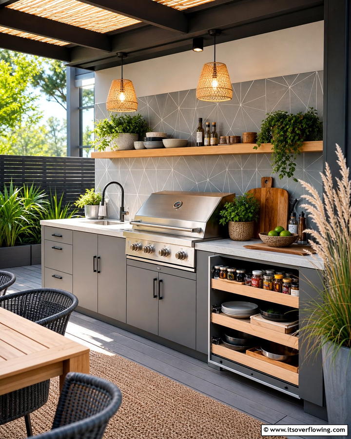 Kitchen with Built in Storage - 21 Small Outdoor Kitchen Designs for Compact Entertaining