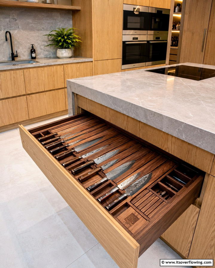 Knife Drawer Inserts with Custom Fit - 25 Knife Storage Ideas for a Clutter-Free Kitchen