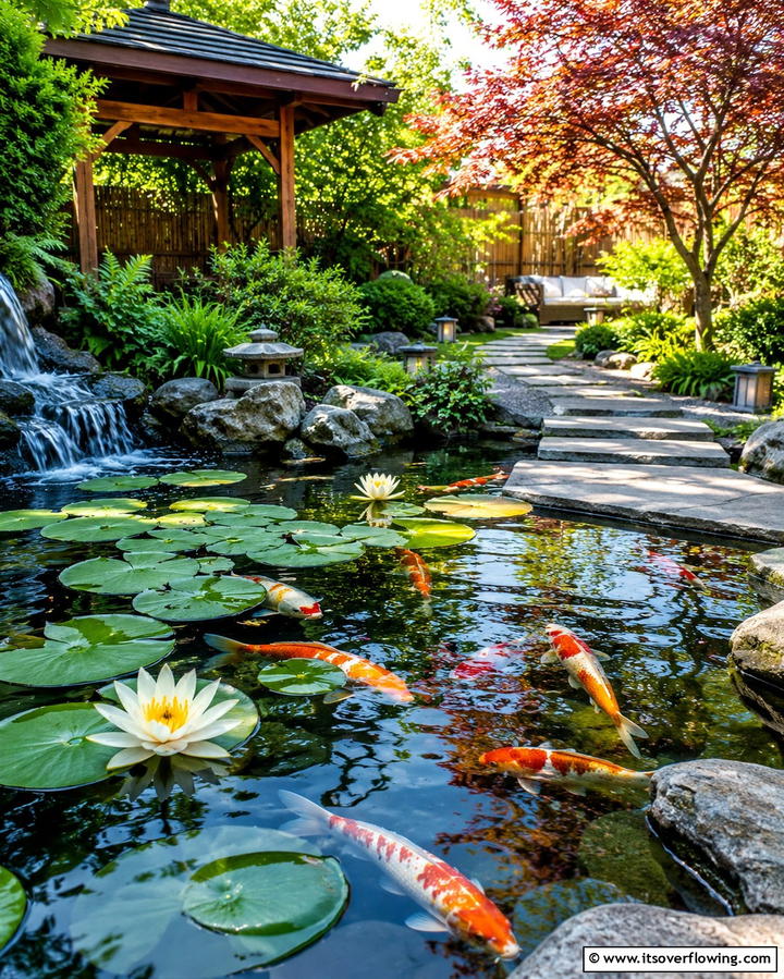 Koi Garden Retreat - 30 Backyard Pond Ideas for Serene Water Features