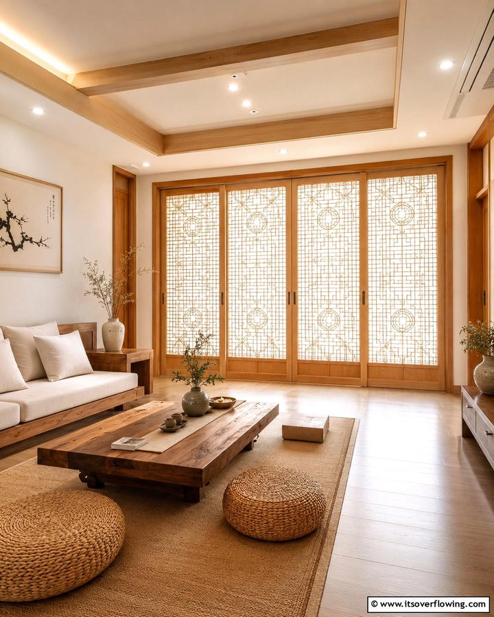 Korean Sliding Doors Hanji Doors - 25 Asian Living Room Ideas for a Zen Atmosphere
