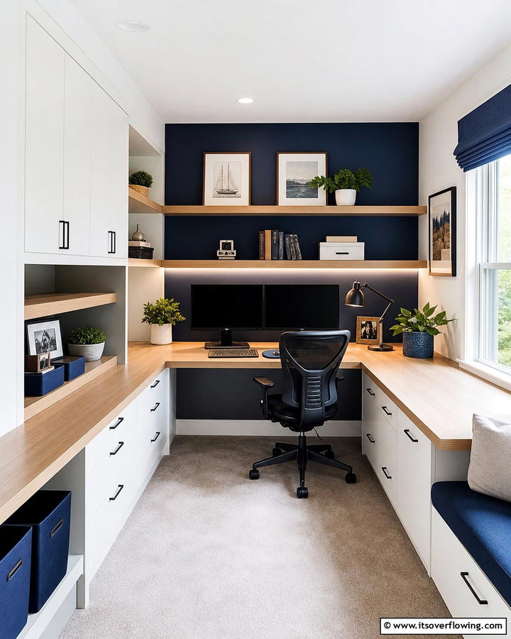 L Shaped Built in Desk - 25 Stylish Built-in Desk Ideas for Your Home Office