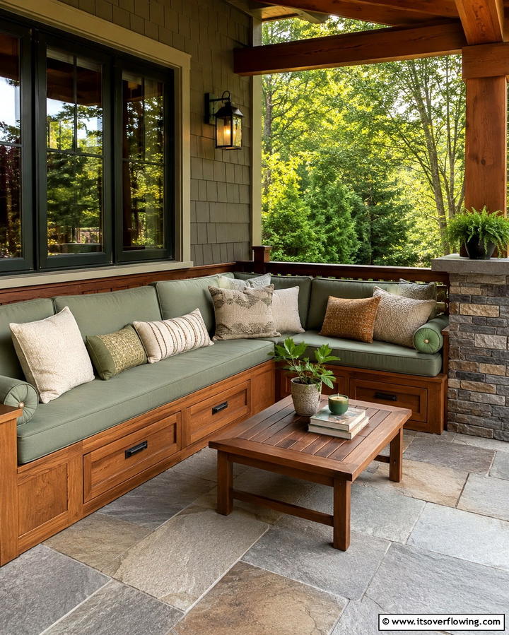 L Shaped Corner Bench - 25 Front Porch Bench Ideas for a Welcoming Entrance