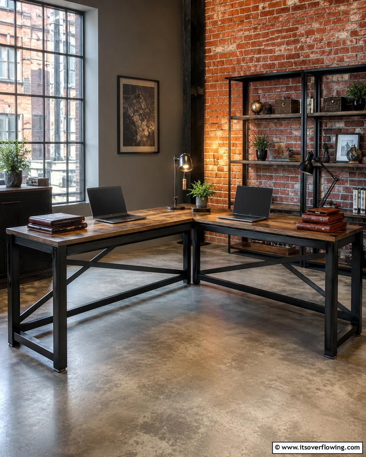 L Shaped Desk for Seamless Collaboration - 25 Home Office for Couples Ideas and Designs