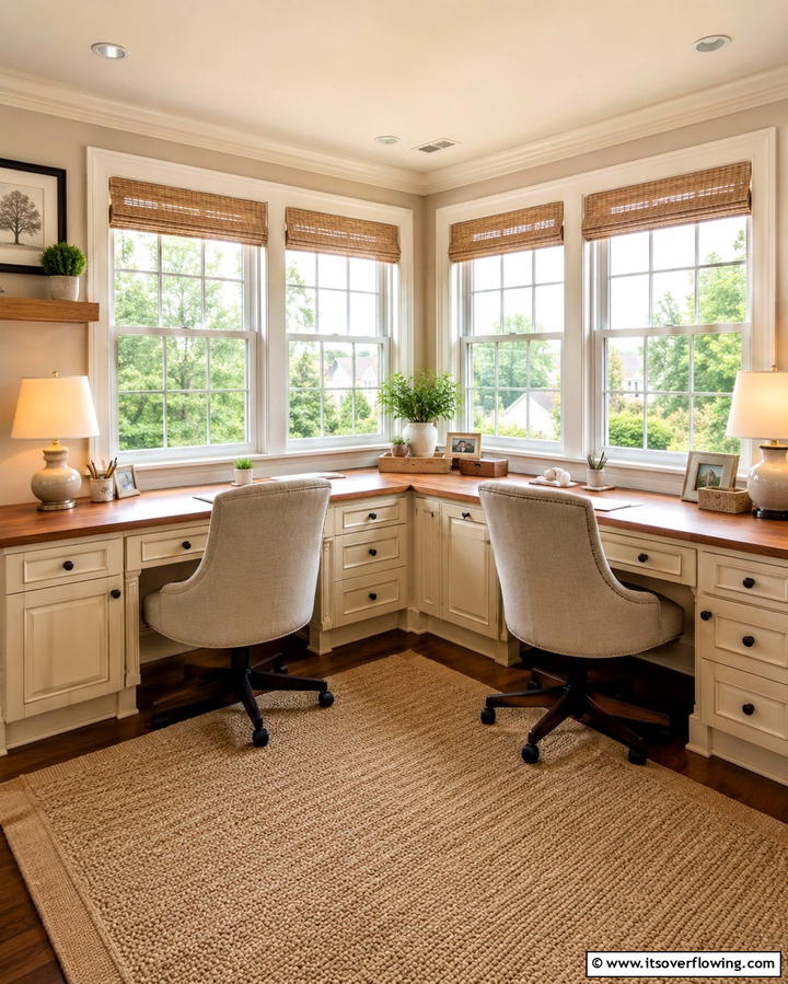 L Shaped Desk for Shared Corner Spaces - 25 Home Office for Couples Ideas and Designs