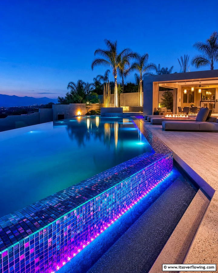 LED Accent Illumination - 21 Pool Tile Designs to Refresh Your Swimming Area Style
