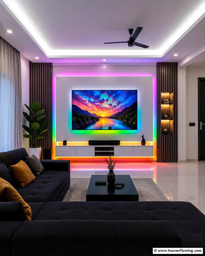 LED Backlighting - 20 TV Accent Wall Ideas to Enhance Your Space