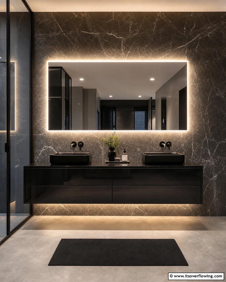 LED Backlit Mirror - 25 Man Cave Bathroom Ideas for a Unique Space