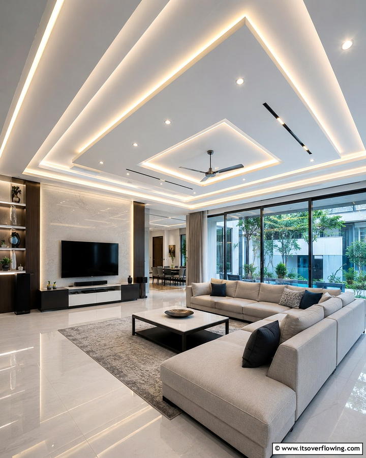 LED Enhanced Pop Features - 30 Pop Ceiling Design Ideas for Modern Home Interiors