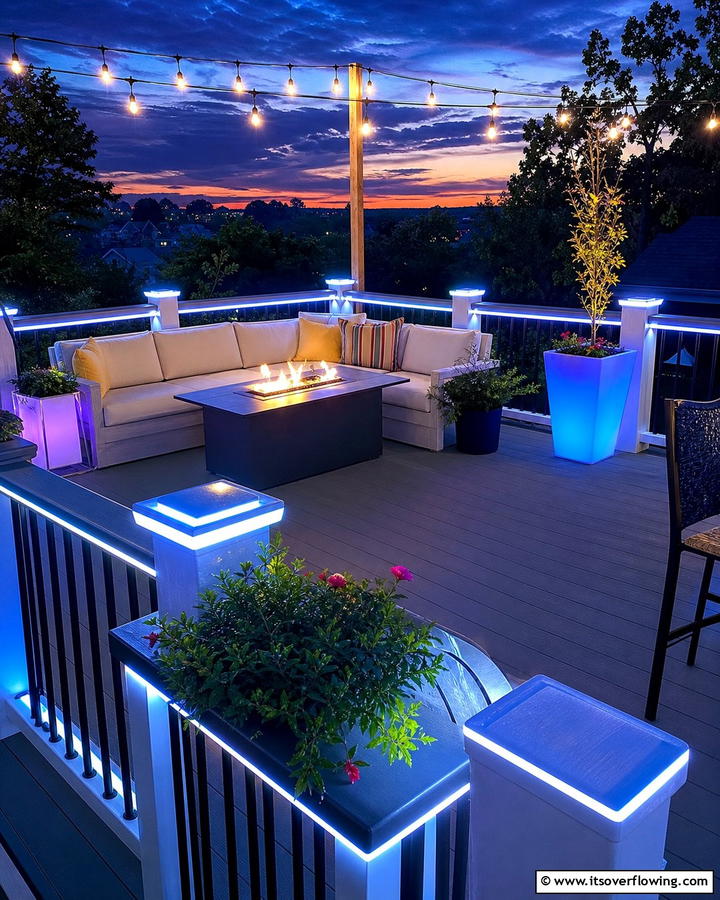 LED Illuminated Railing for Evening Ambiance - 21 Deck Railing Ideas for Style and Safety