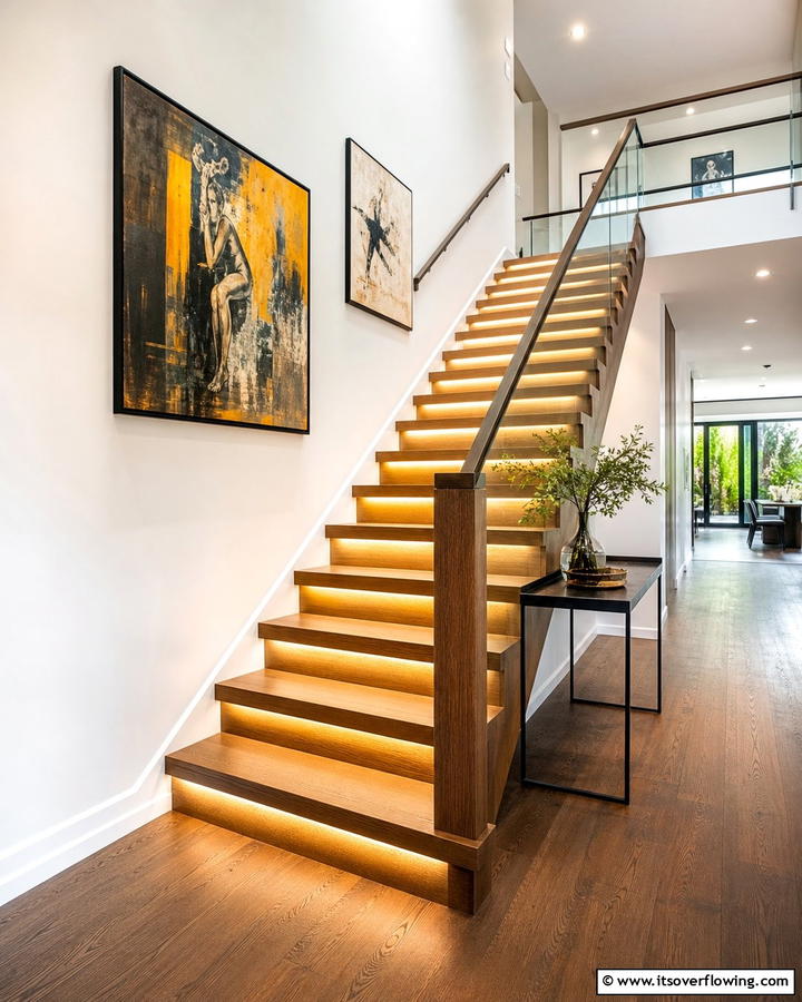 LED Illuminated Steps - 30 Wooden Staircase Ideas for Modern and Rustic Homes