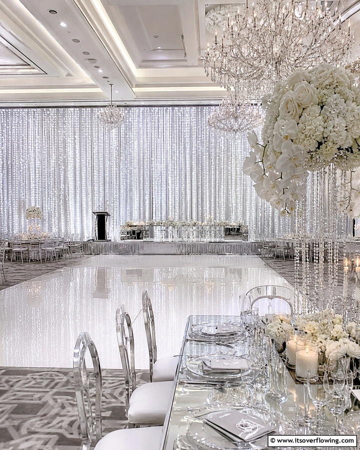 LED Light Curtain - 30 Beautiful Wedding Backdrop Design Inspirations