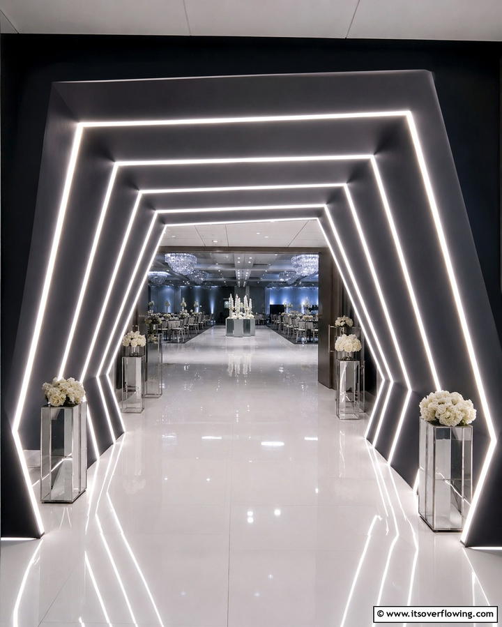 LED Light Tunnel - 25 Wedding Entrance Ideas for a Grand Arrival