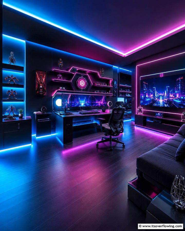 LED Lighting Accents - 25 Small Game Room Ideas for Fun and Entertainment