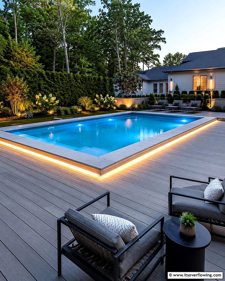 LED Lighting Accents - 25 Semi Inground Pool Ideas for a Stunning Backyard