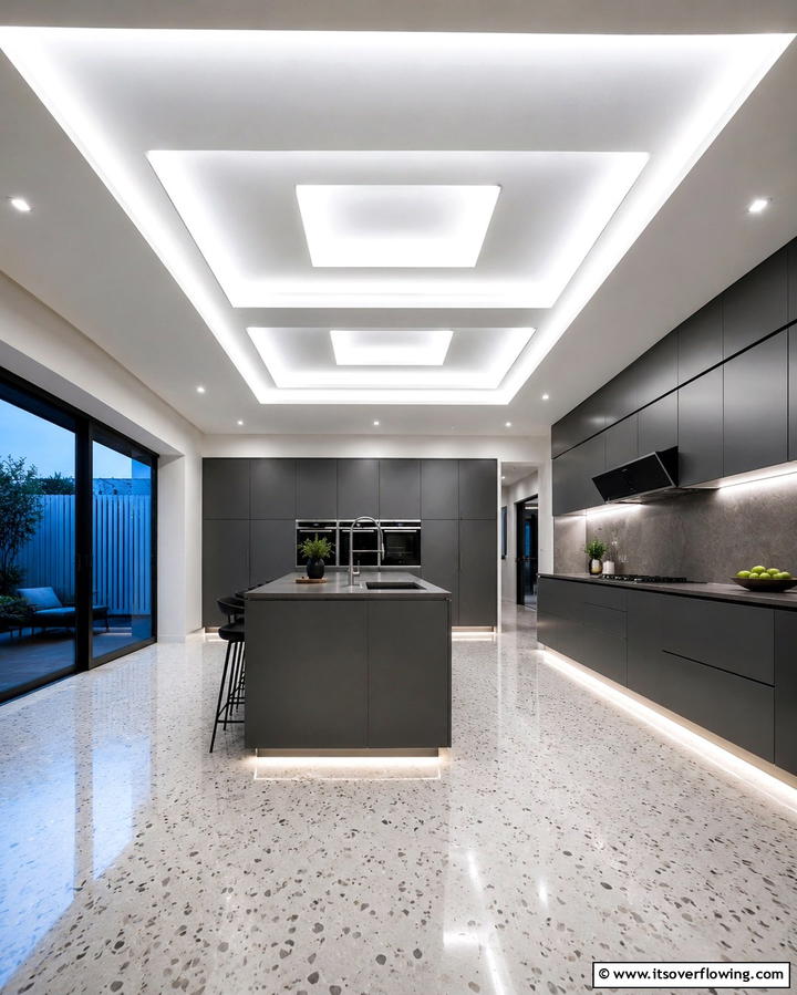 LED Lighting Panels for Modern Illumination - 25 Beautiful Kitchen Ceiling Ideas to Elevate Your Space