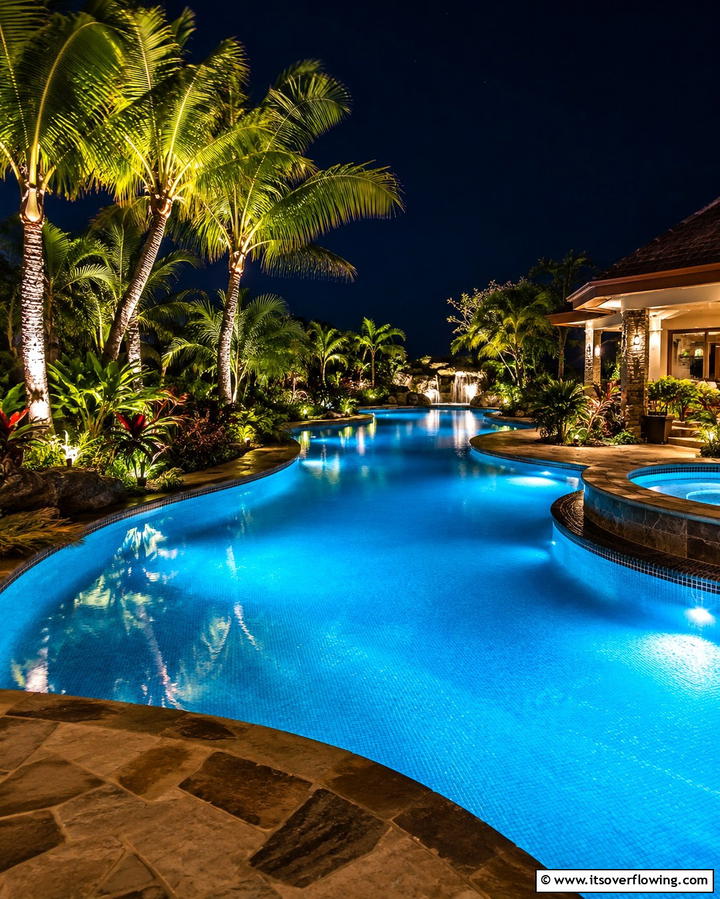 LED Lighting for Nighttime Appeal - 25 Lagoon Pool Design Ideas for a Tropical Backyard Retreat