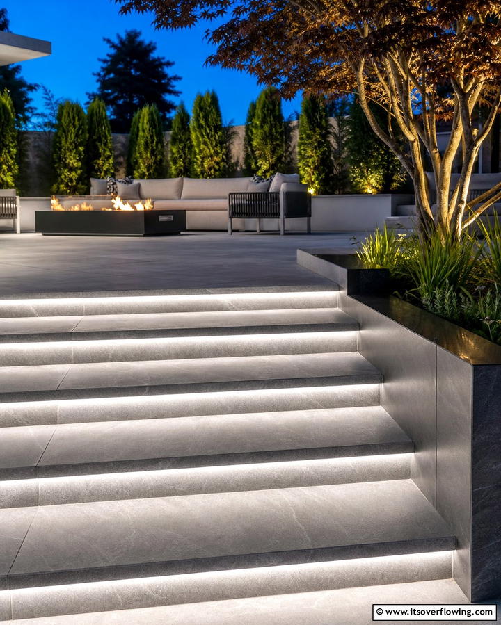 LED Lit Steps - 25 Patio Steps Ideas to Enhance Your Outdoor Space