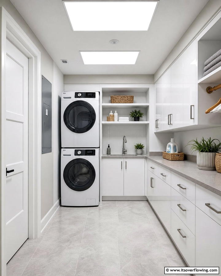 LED Panels for Energy Efficiency - 20 Laundry Room Lighting Ideas to Brighten Your Space