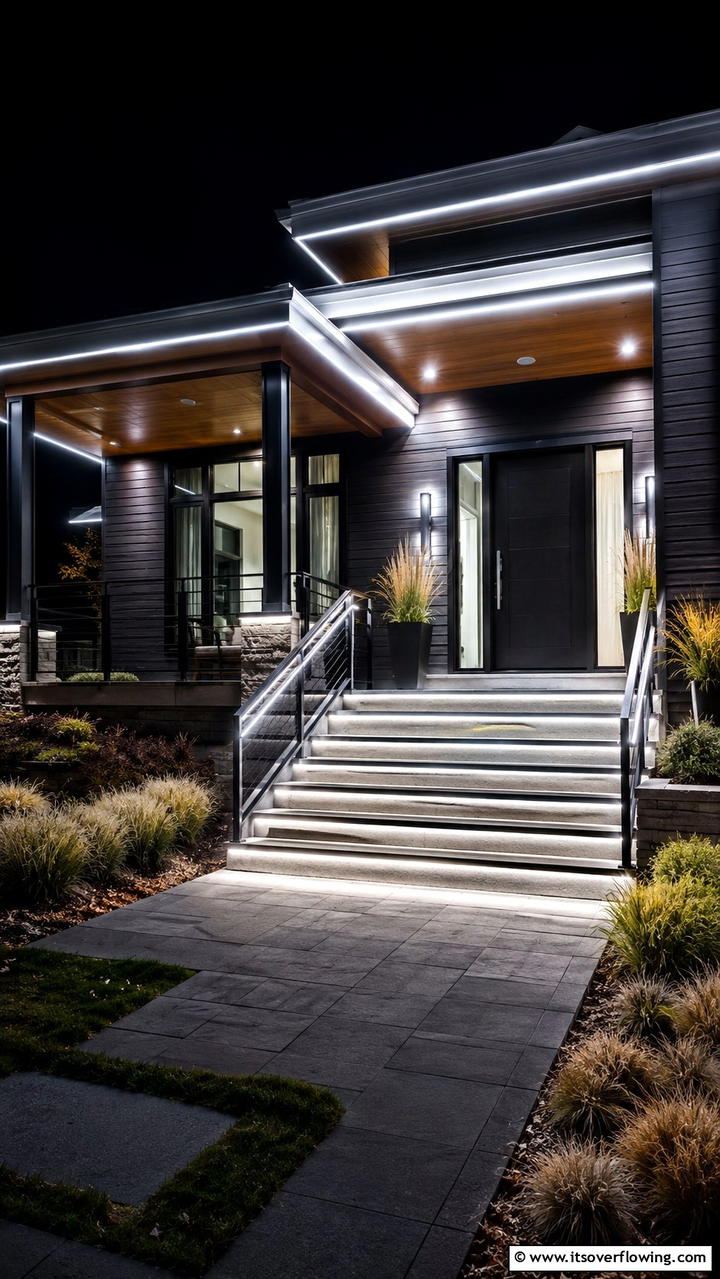 LED Strip Accents - 30 Inviting Front Porch Lighting Ideas for Curb Appeal