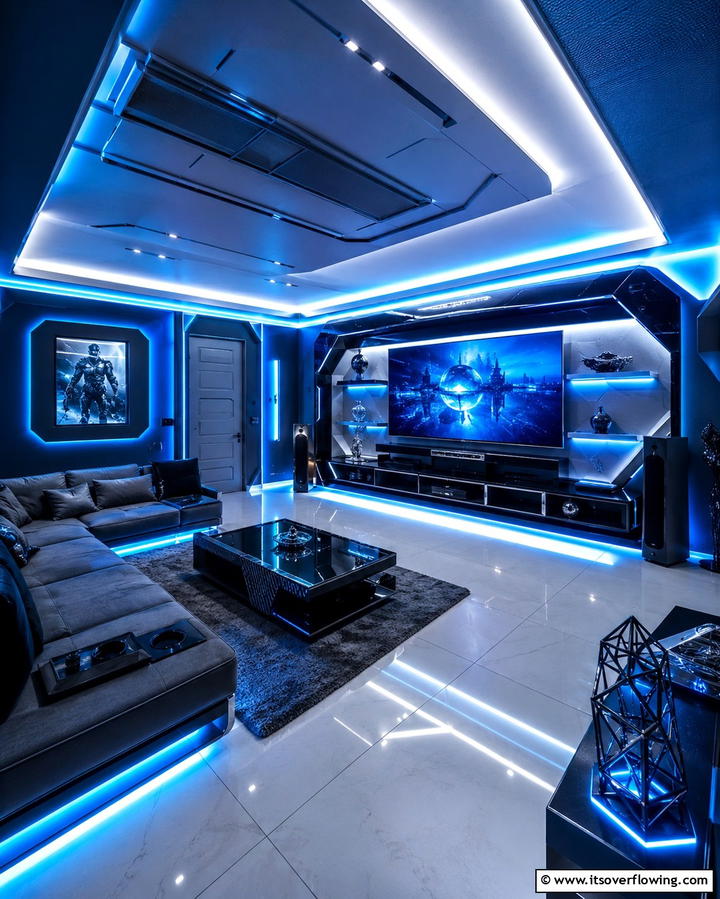 LED Strip Lighting - 30 Media Room Ideas for Ultimate Living Room Entertainment