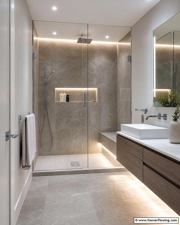 LED Strip Lighting - 20 Shower Lighting Ideas for a Bright and Inviting Bathroom