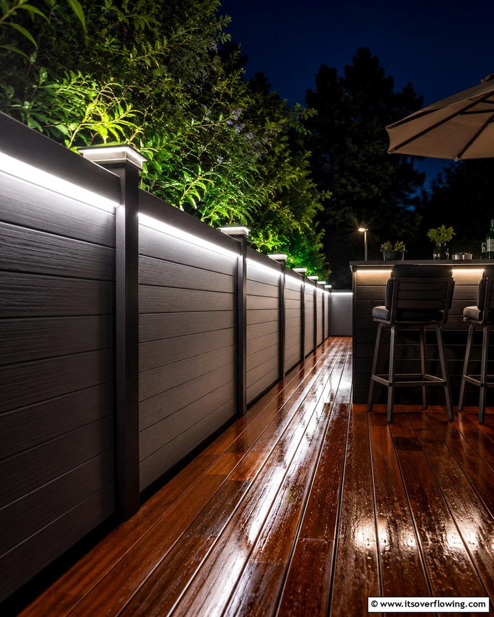 LED Strip Lighting - 25 Fence Lighting Ideas to Illuminate Your Outdoor Space