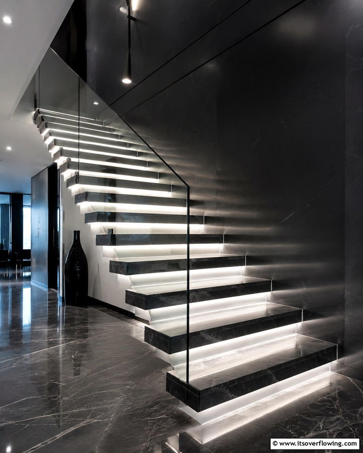LED Strip Lighting Along Stair Edges - 25 Staircase Lighting Ideas to Illuminate Your Home