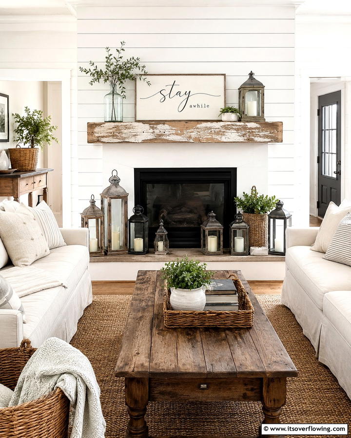 LED Strip Lighting Around the Mantel - 25 Fireplace Lighting Ideas to Create a Warm and Inviting Ambiance