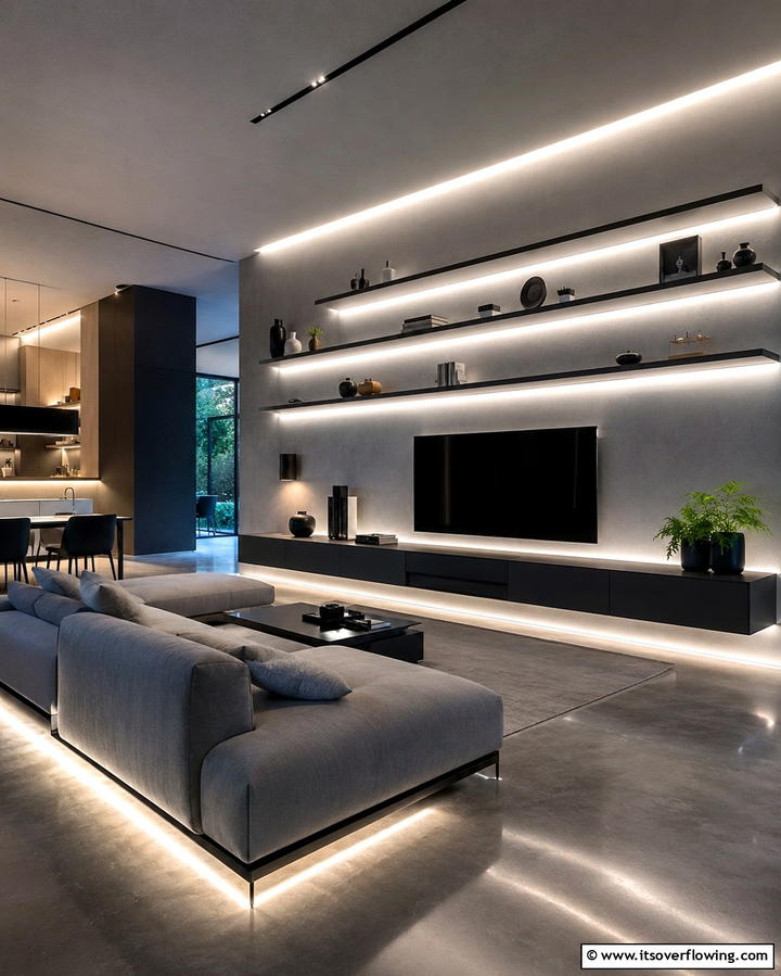 LED Strip Lighting for Modern Elegance - 25 Living Room Wall Lighting Ideas for a Bright and Inviting Space