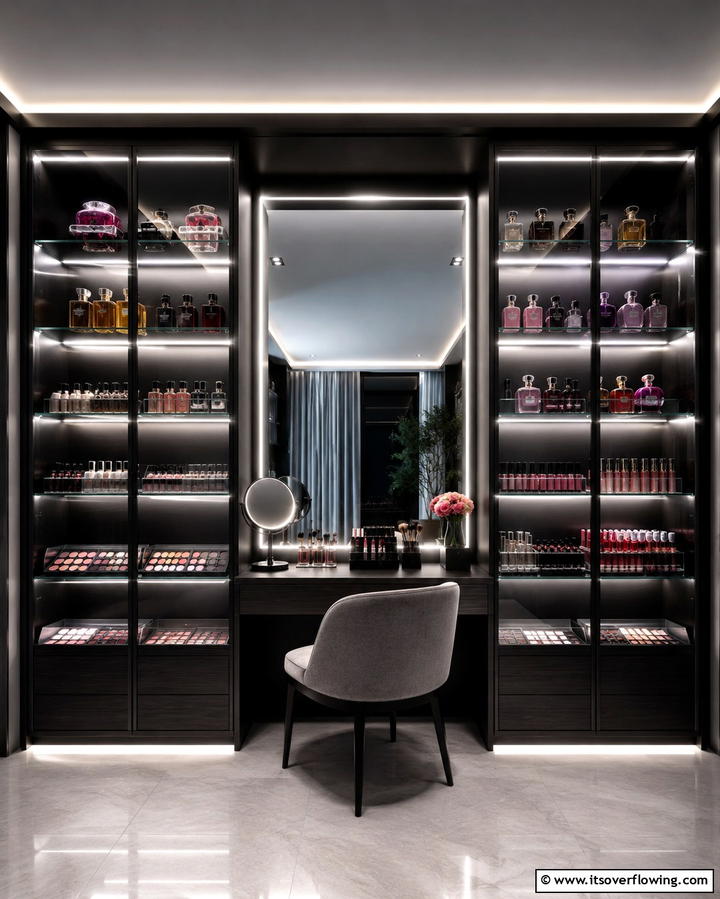 LED Strip Lighting for Shelves - 25 Stunning Makeup Room Ideas for Every Style