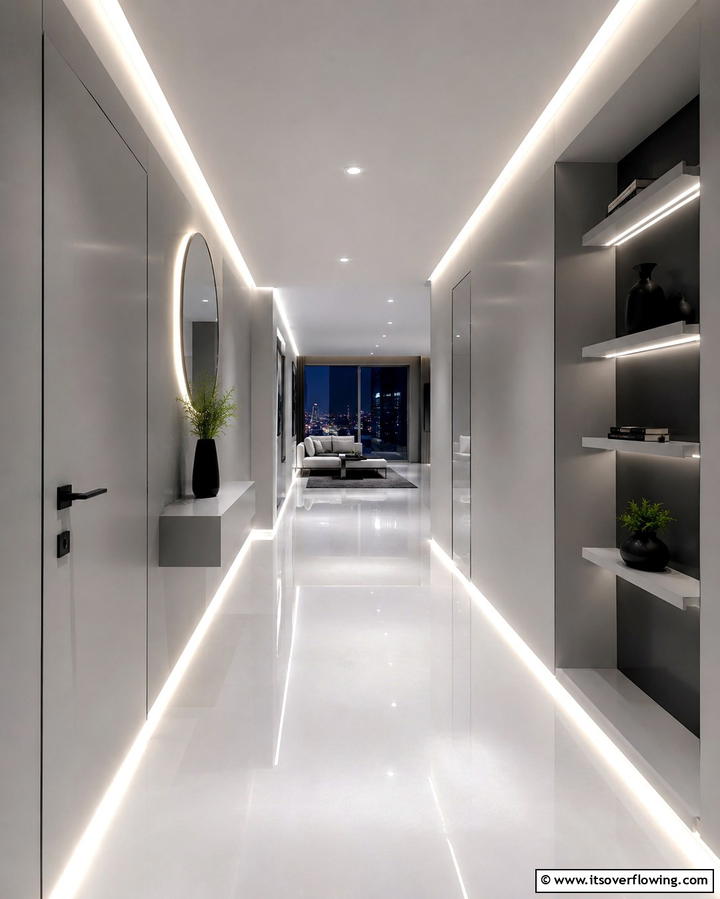 LED Strip Lighting for a Modern Glow - 25 Hallway Lighting Ideas to Brighten Your Space
