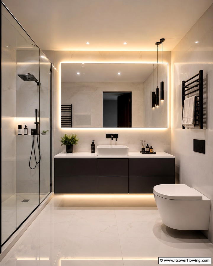 LED Strip Lighting for a Modern Touch - 25 Bathroom Lighting Ideas Over Mirror for Perfect Illumination
