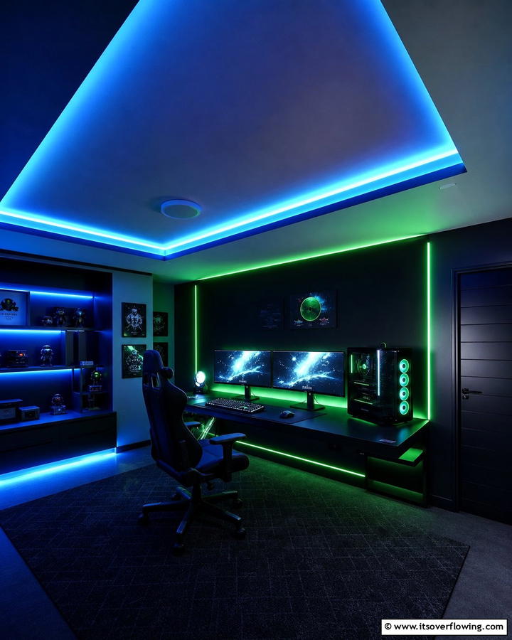 LED Strip Lighting - 20 Man Cave Ceiling Ideas to Elevate Your Space