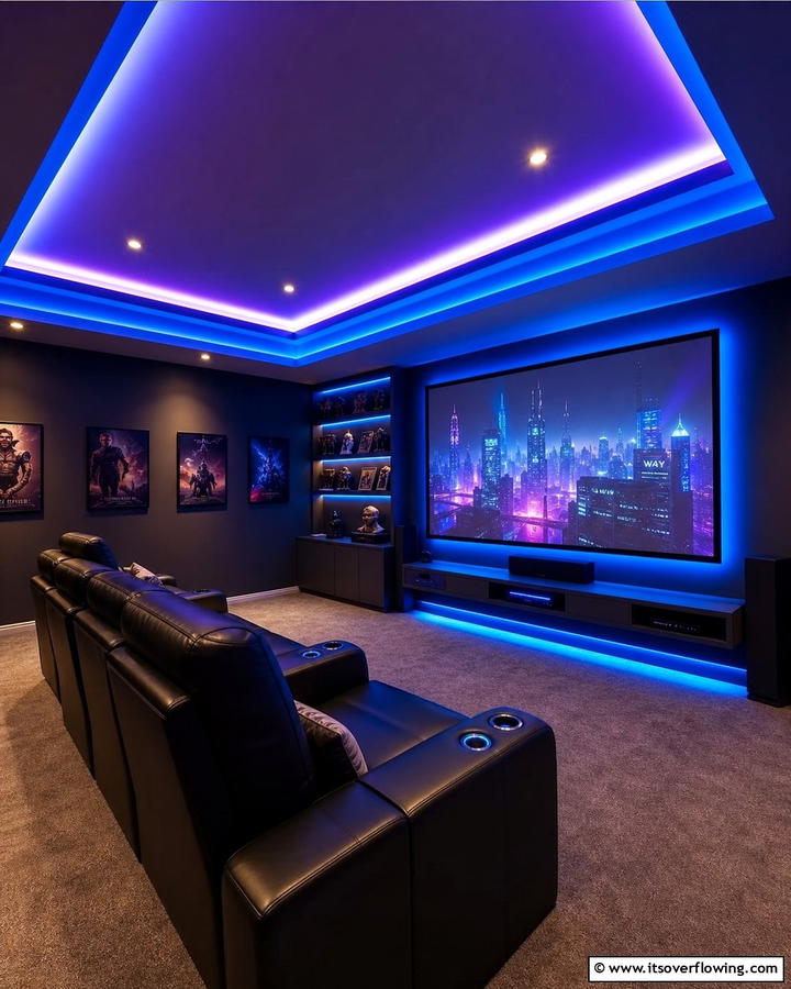 LED Strip Lights for Ambiance - 20 Man Cave Ceiling Ideas to Elevate Your Space
