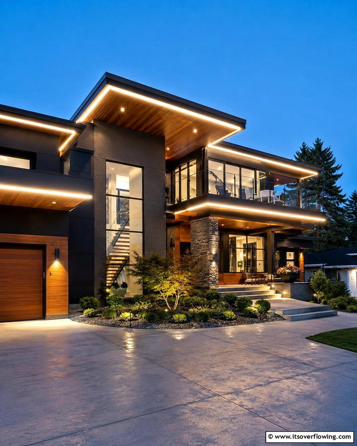 LED Strip Lights for Contemporary Appeal - 20 Soffit Lighting Ideas to Illuminate Your Home