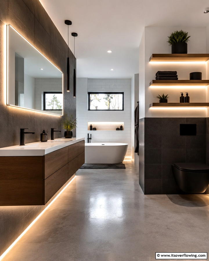 LED Strip Lights for Modern Accents - 25 Bathroom Lighting Ideas to Brighten Your Space