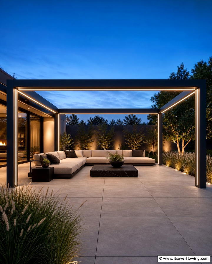 LED Strip Lights for Modern Elegance - 25 Pergola Lighting Ideas to Illuminate Your Outdoor Space