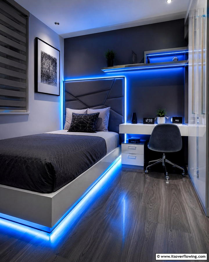 LED Strip Lights for Modern Versatility - 25 Small Bedroom Lighting Ideas to Brighten Your Space