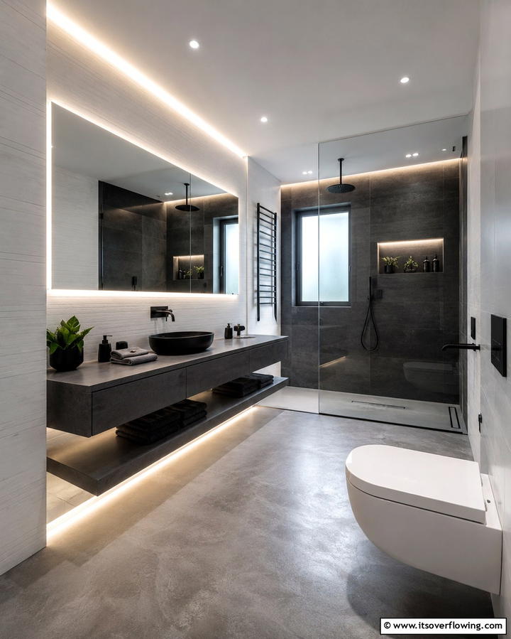 LED Strip Lights for a Contemporary Edge - 25 Bathroom Lighting Ideas to Brighten Your Space