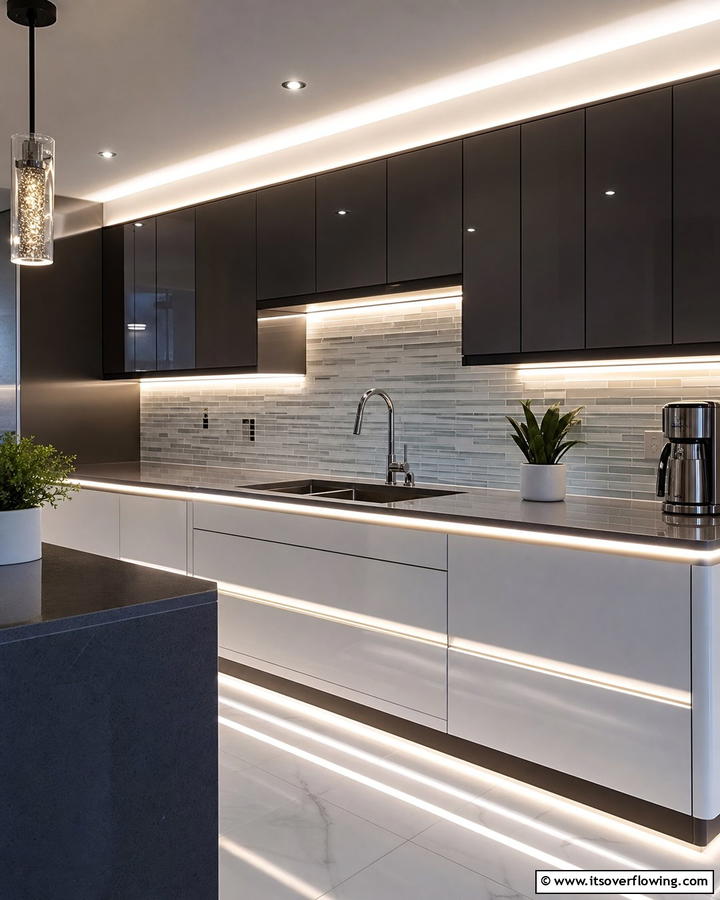LED Strip Lights for a Contemporary Touch - 20 Kitchen Sink Lighting Ideas for a Brighter Space